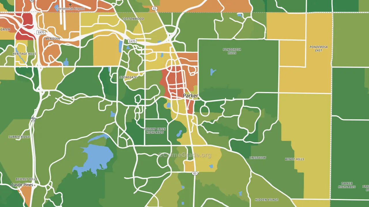 Parker, CO Map of Burglary Rates