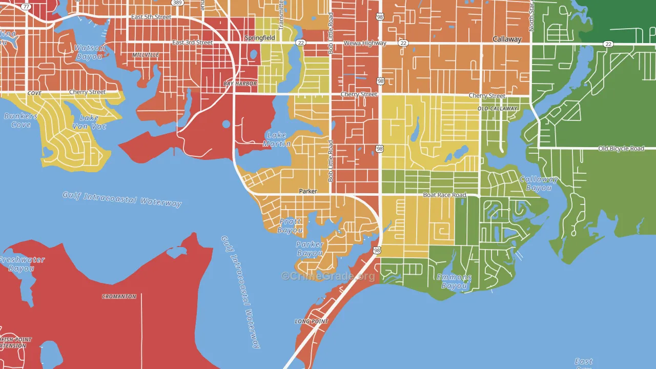 Parker, FL Map of Burglary Rates