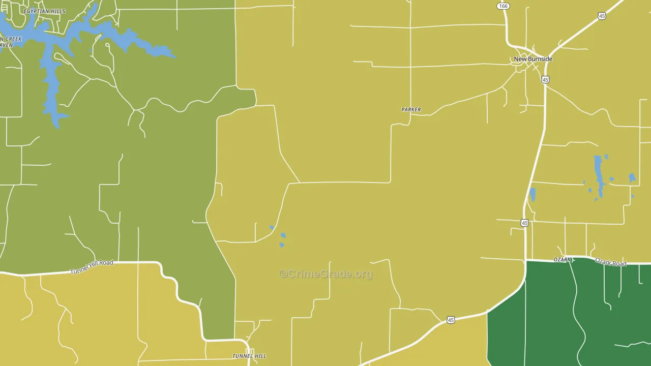 Parker, IL Map of Burglary Rates