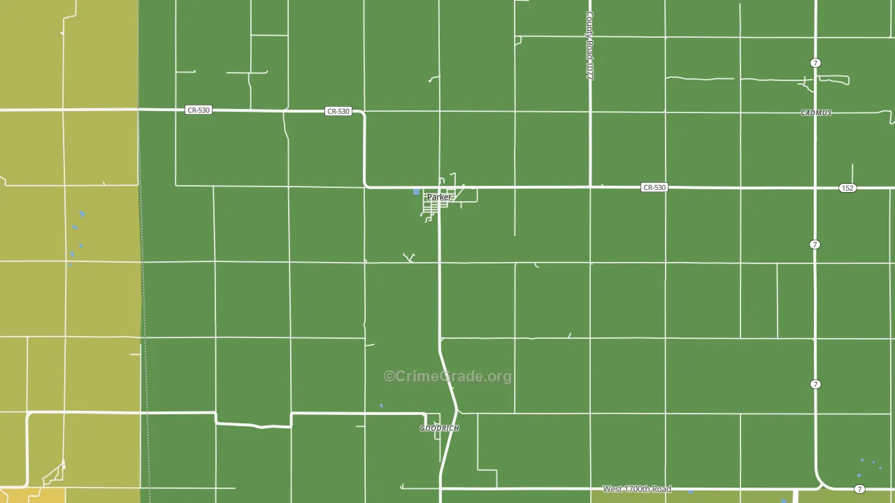 Parker, KS Map of Burglary Rates