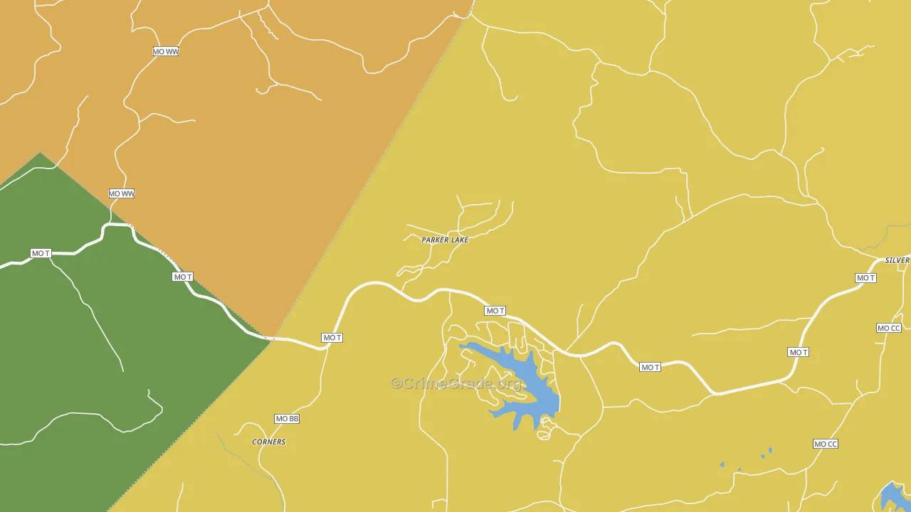 Parker Lake, MO Map of Burglary Rates