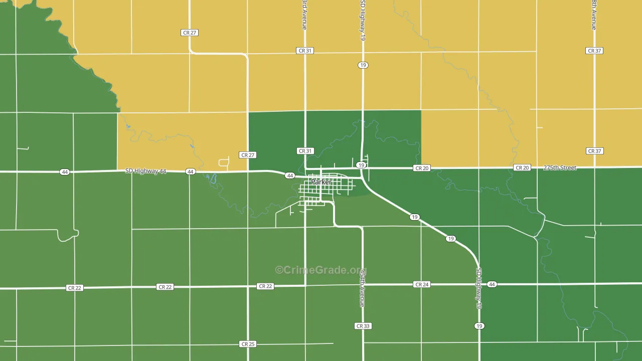 Parker, SD Map of Burglary Rates
