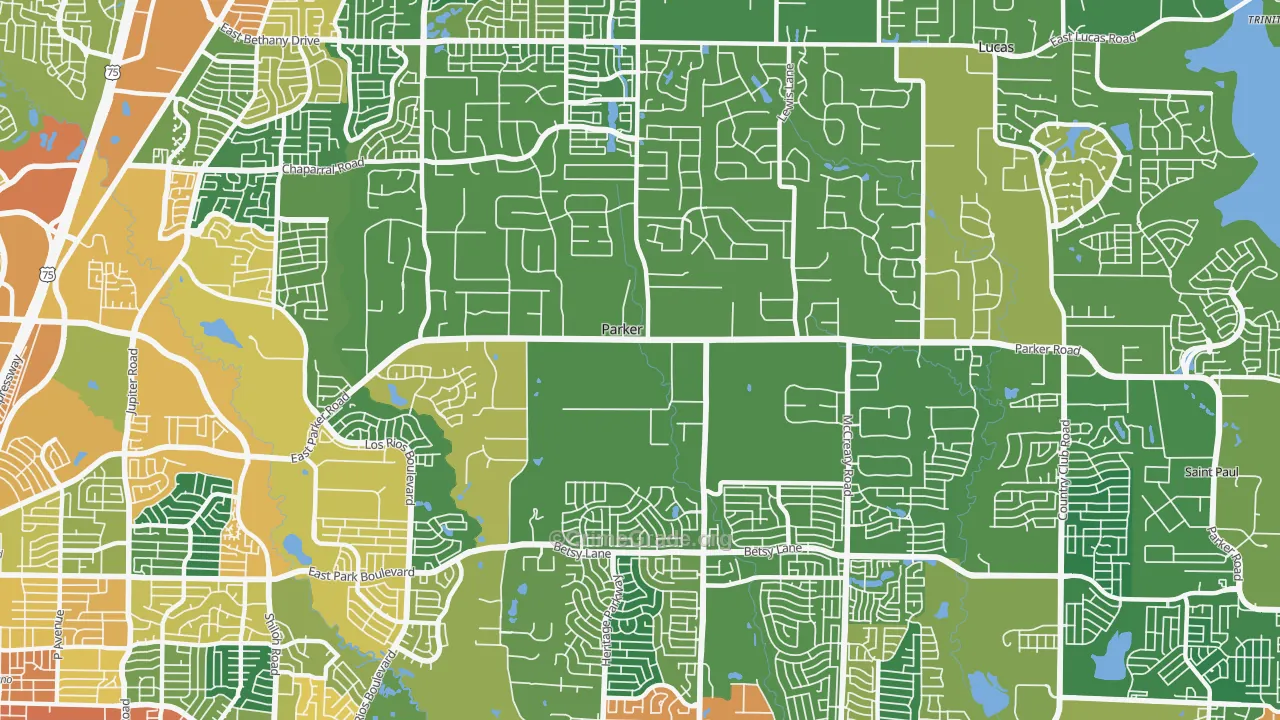 Parker, TX Map of Burglary Rates