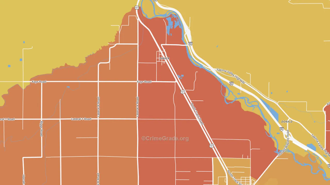Parker, WA Map of Burglary Rates