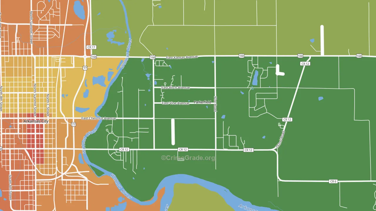 Parkerfield, KS Map of Burglary Rates