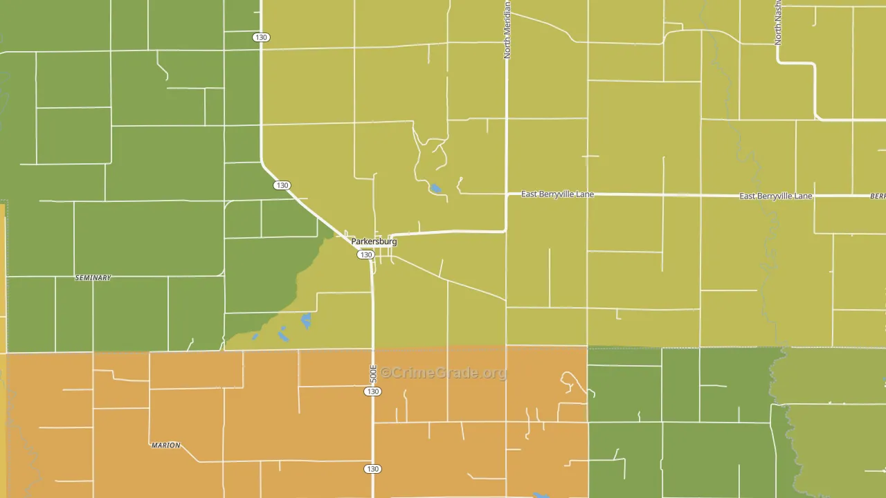 Parkersburg, IL Map of Burglary Rates