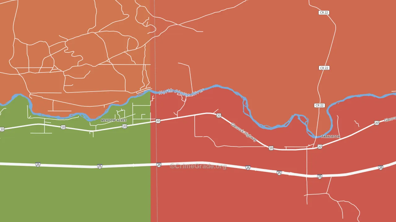 Parkerton, WY Map of Burglary Rates