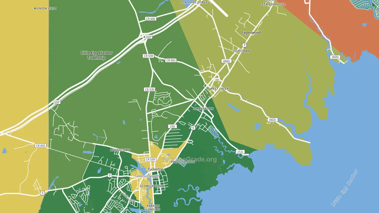 Parkertown, NJ Map of Burglary Rates