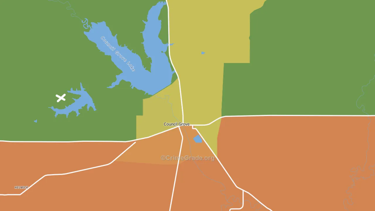 Parkerville, KS Map of Burglary Rates