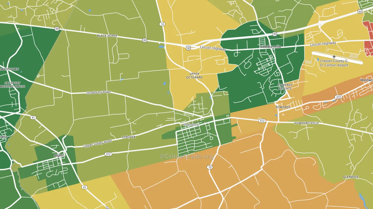 Parkesburg, PA Map of Burglary Rates