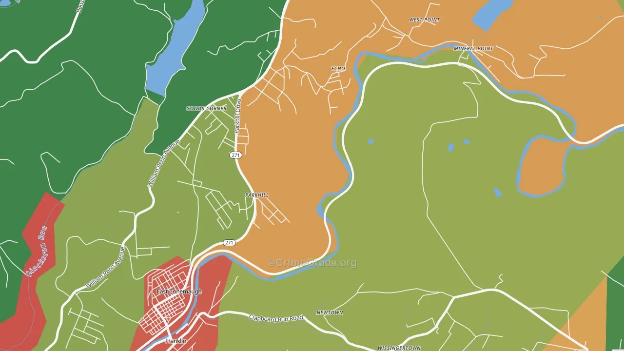 Parkhill, PA Map of Burglary Rates