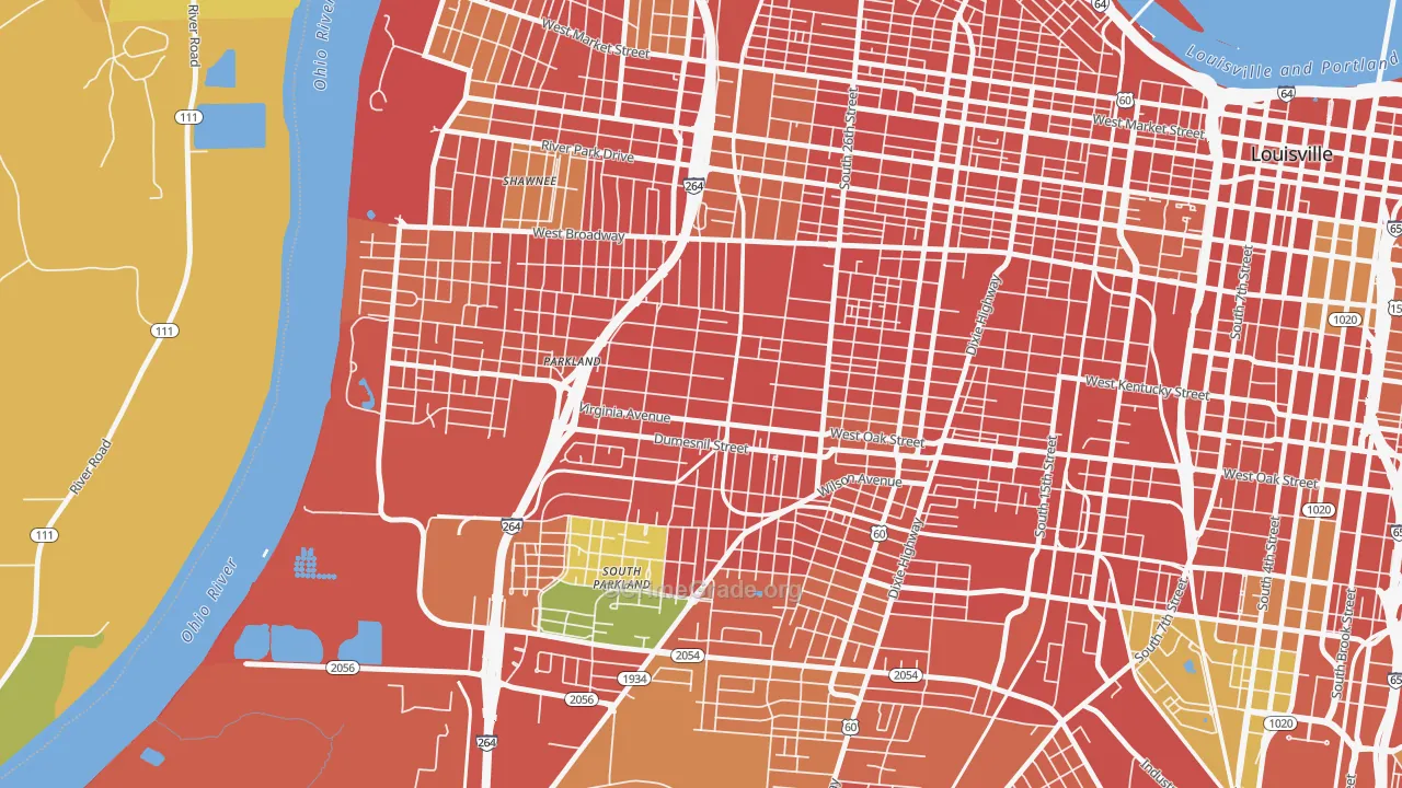 Parkland, Louisville, KY Map of Burglary Rates