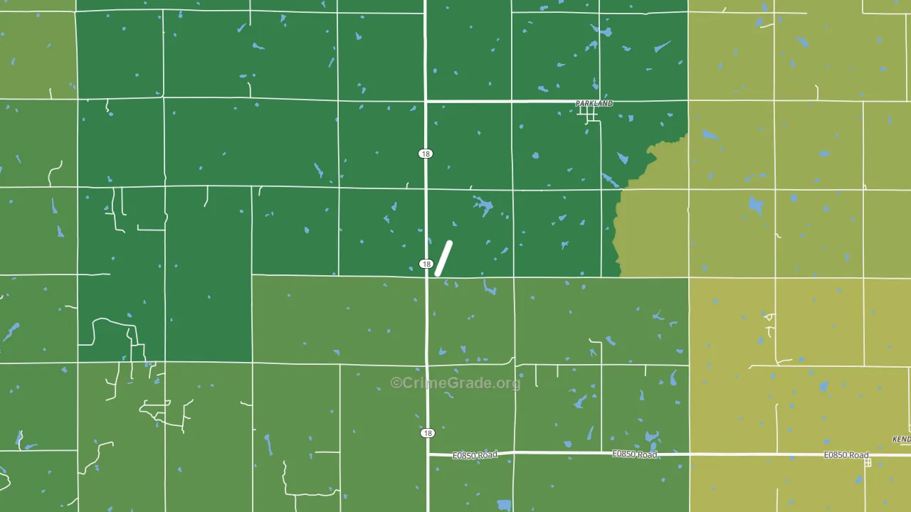 Parkland, OK Map of Burglary Rates
