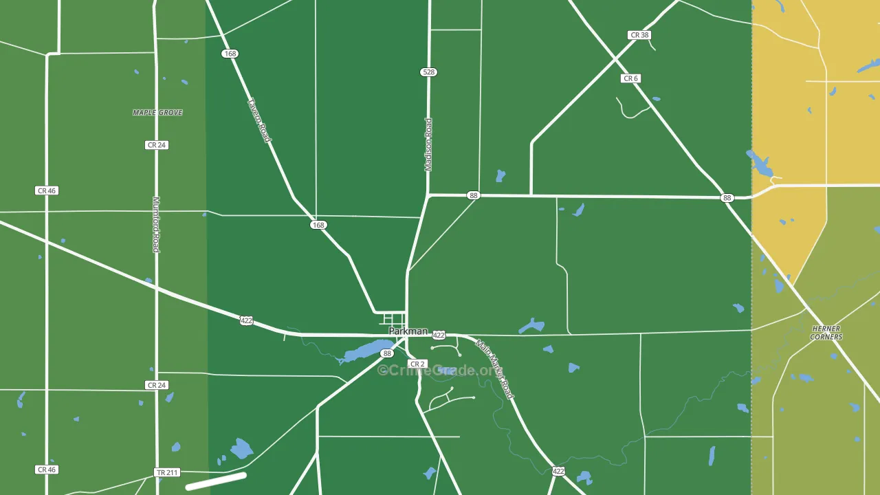 Parkman, OH Map of Burglary Rates