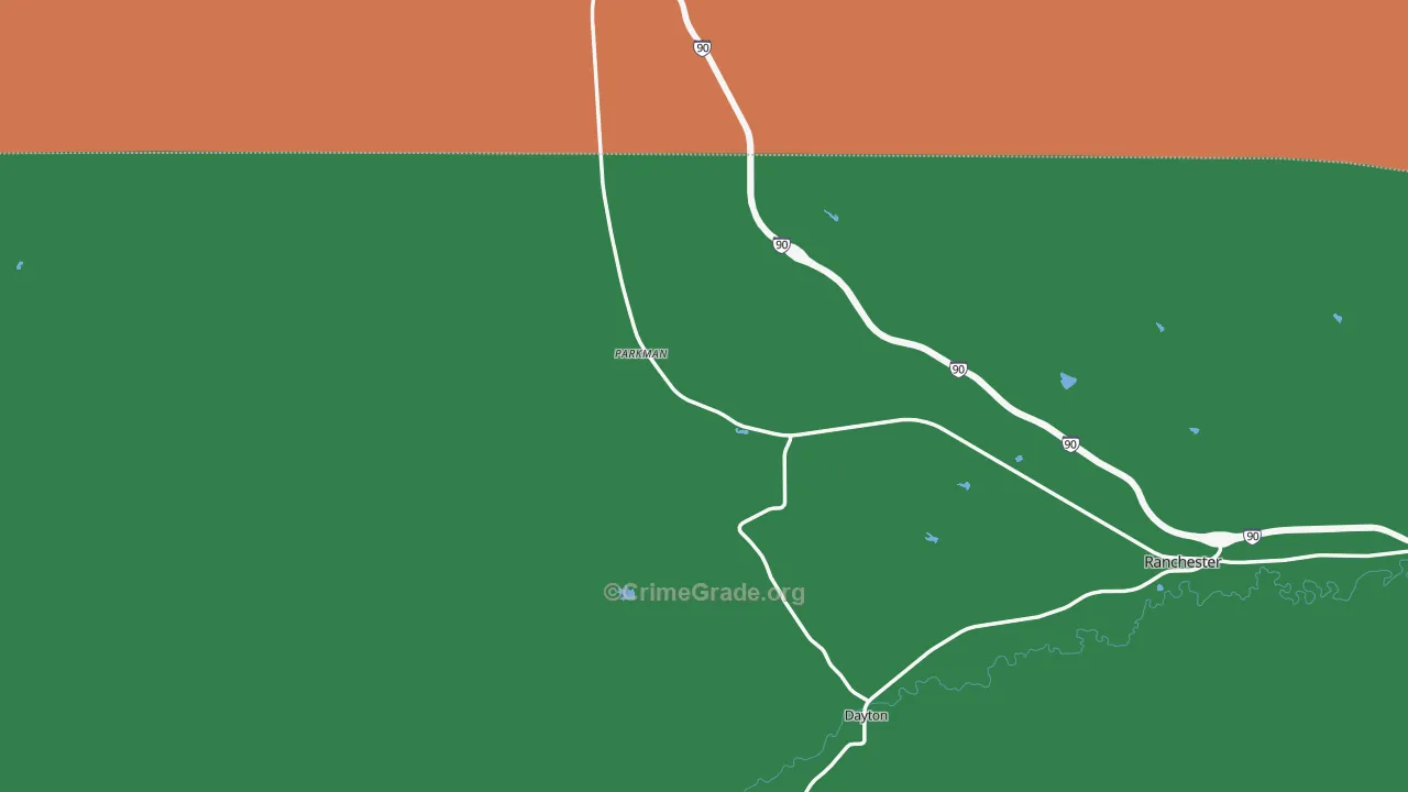 Parkman, WY Map of Burglary Rates
