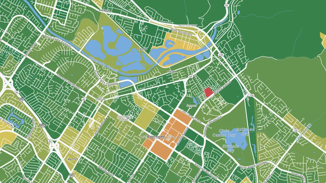Parkmont, Fremont, CA Map of Burglary Rates