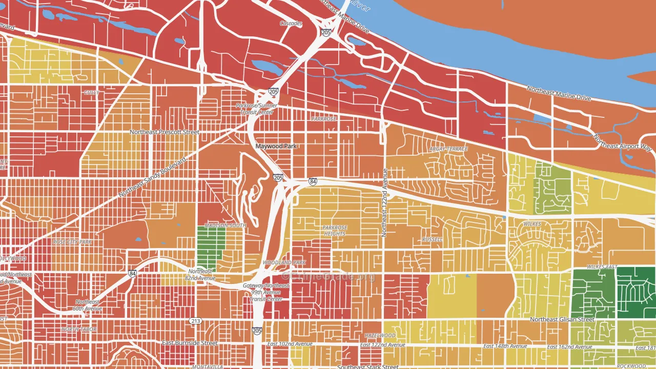 Parkrose, Portland, OR Map of Burglary Rates
