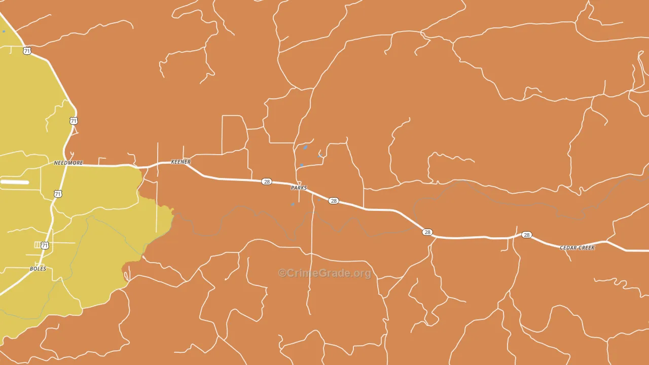 Parks, AR Map of Burglary Rates