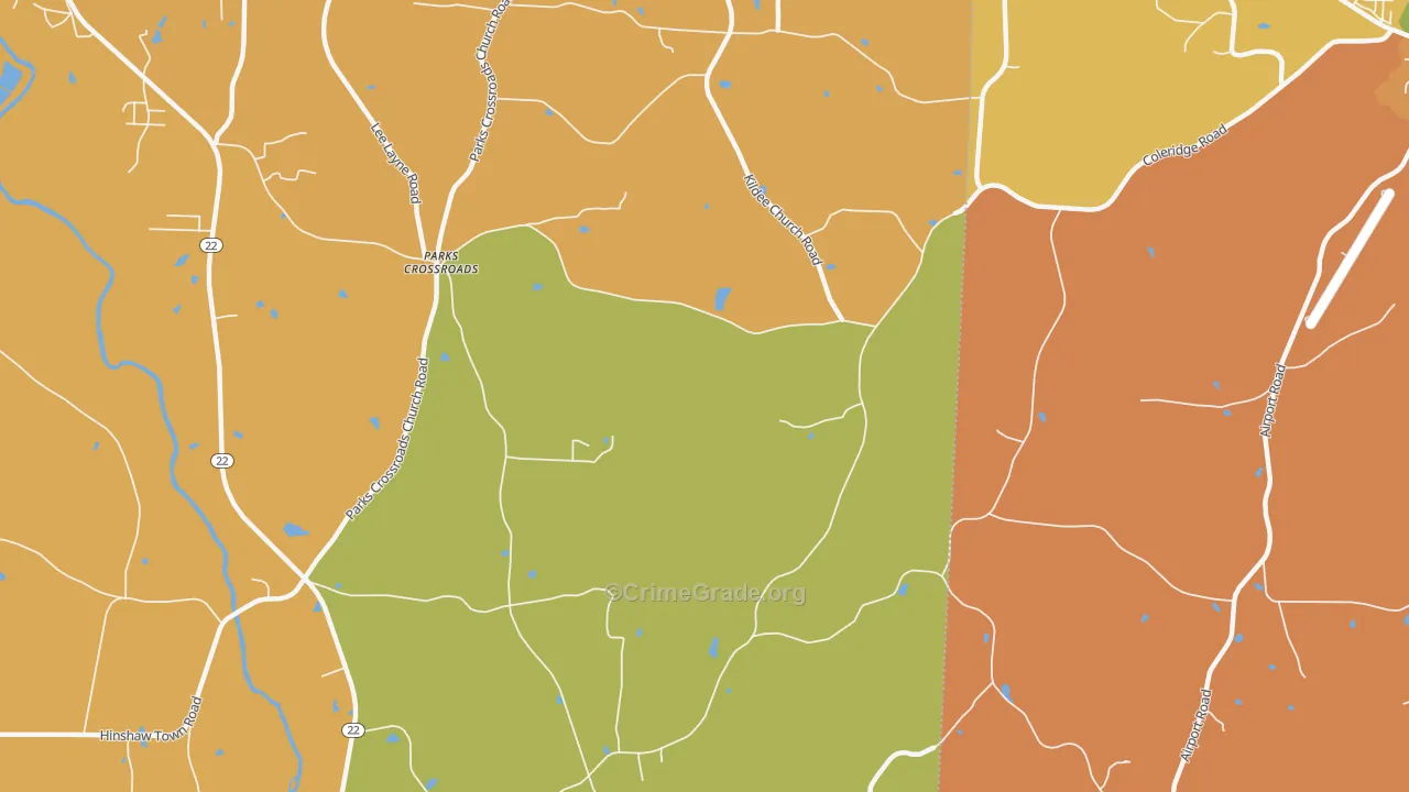 Parks Crossroads, NC Map of Burglary Rates