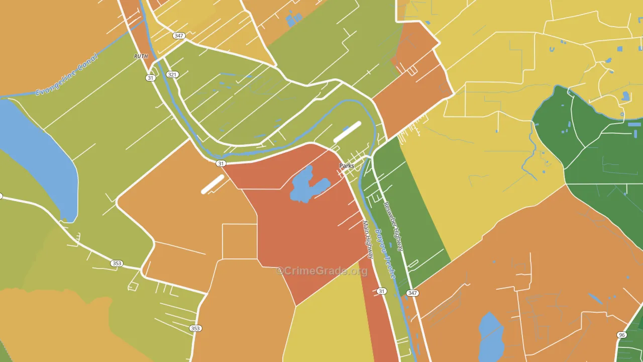 Parks, LA Map of Burglary Rates