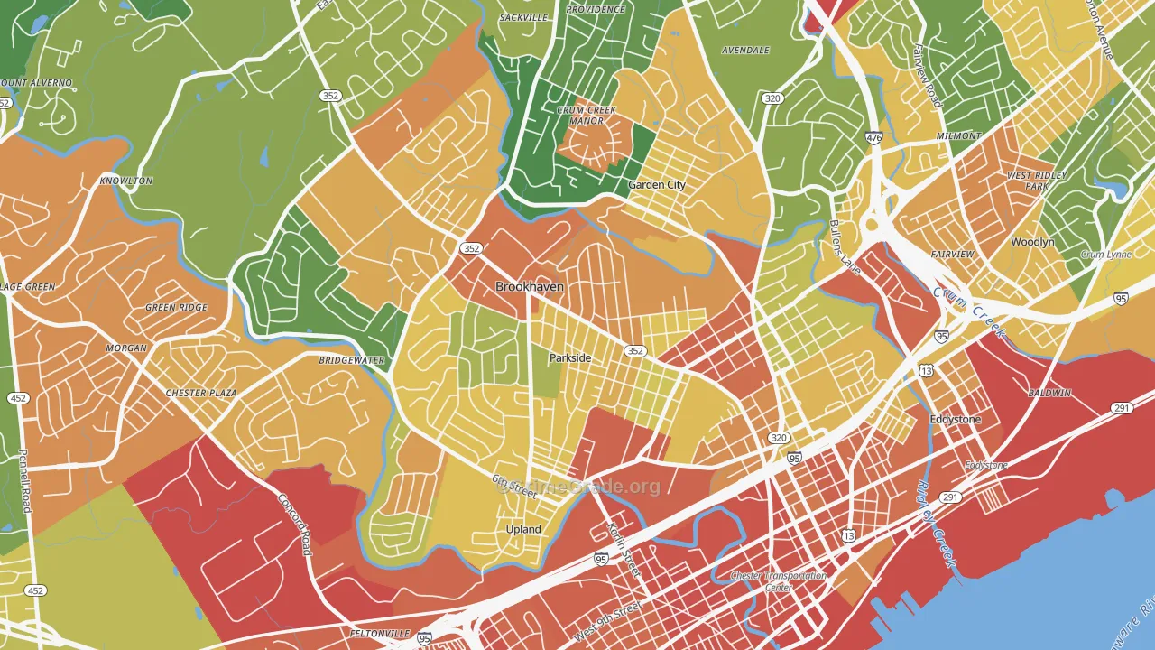 Parkside, PA Map of Burglary Rates