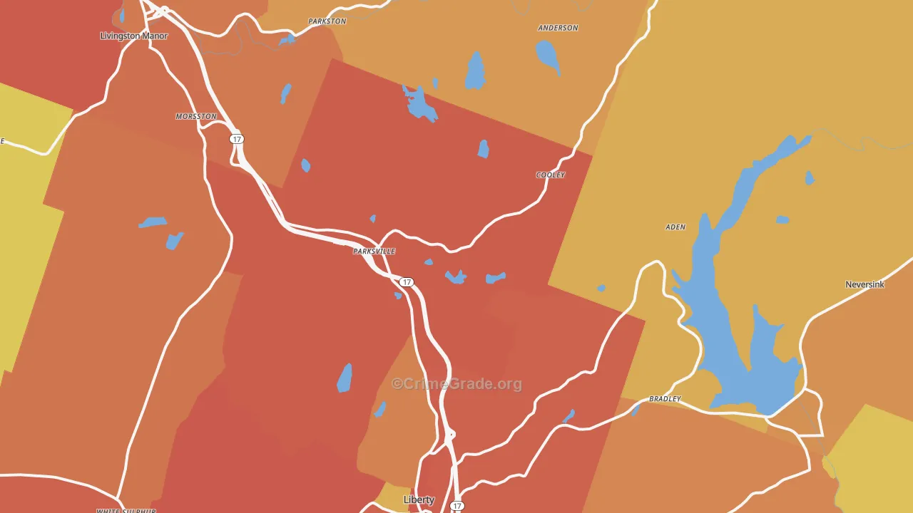 Parksville, NY Map of Burglary Rates