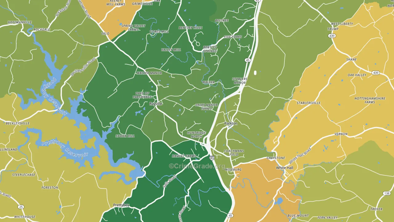 Parkton, MD Map of Burglary Rates