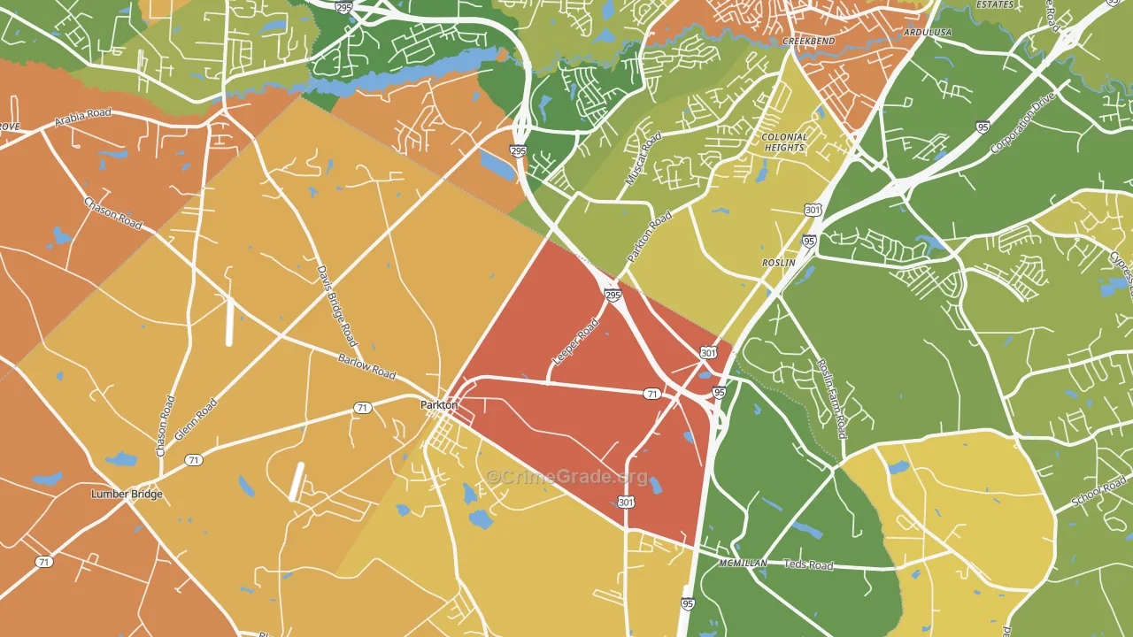 Parkton, NC Map of Burglary Rates
