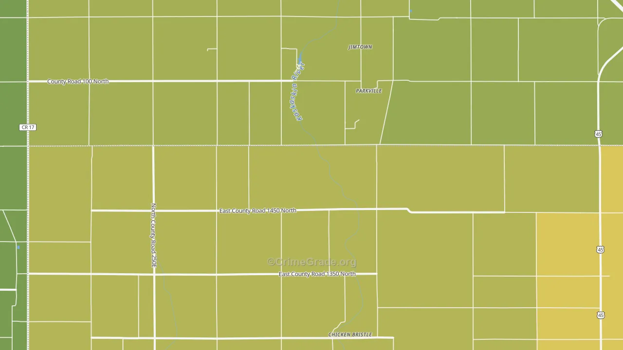 Parkville, IL Map of Burglary Rates