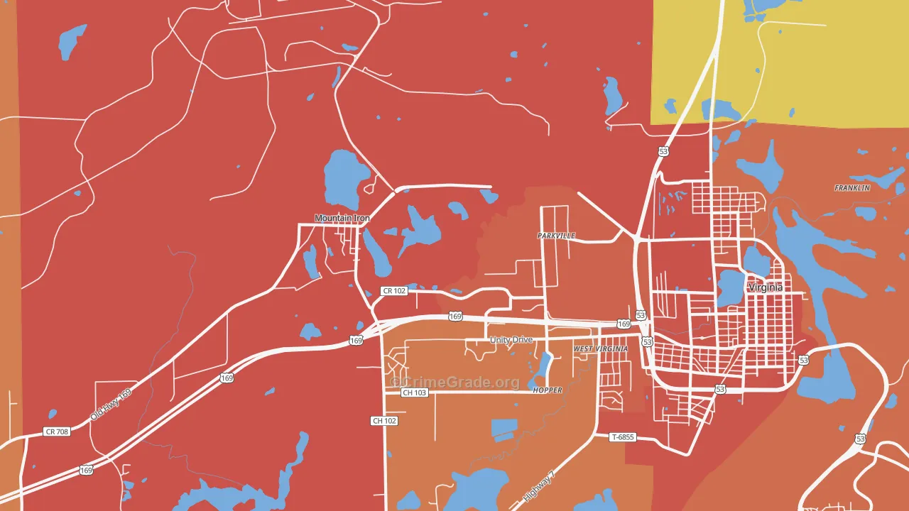Parkville, MN Map of Burglary Rates