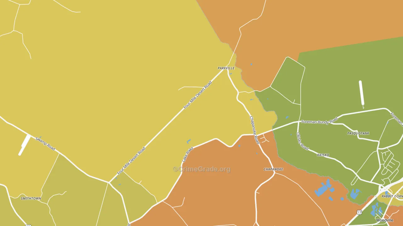 Parkville, NC Map of Burglary Rates