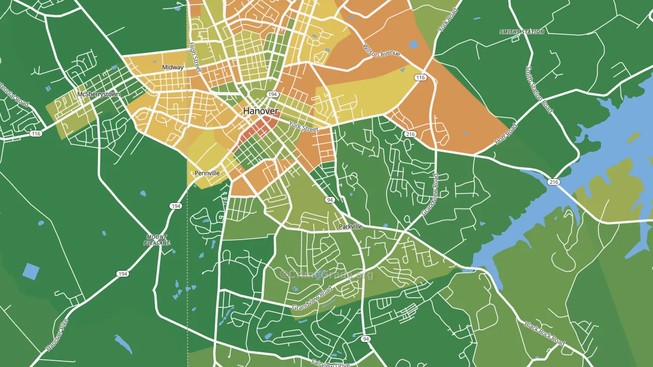 Parkville, PA Map of Burglary Rates