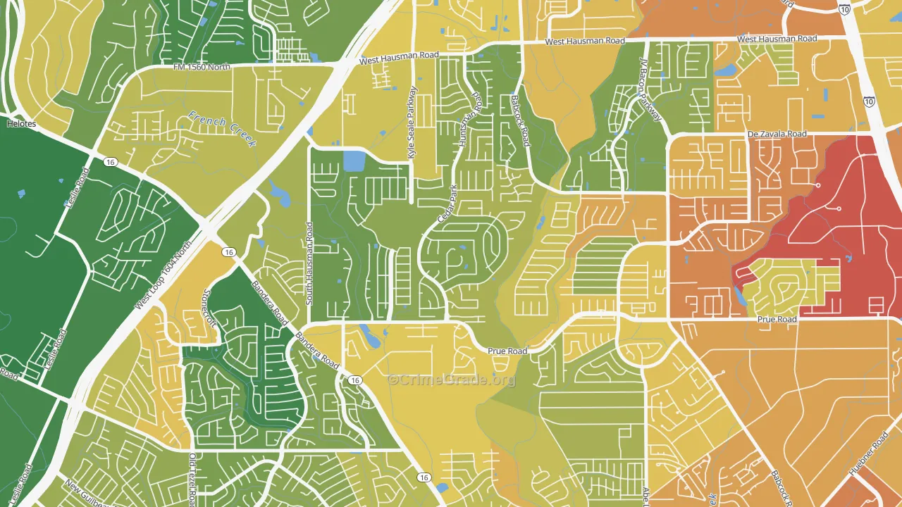 Parkwood Maintenance, San Antonio, TX Map of Burglary Rates