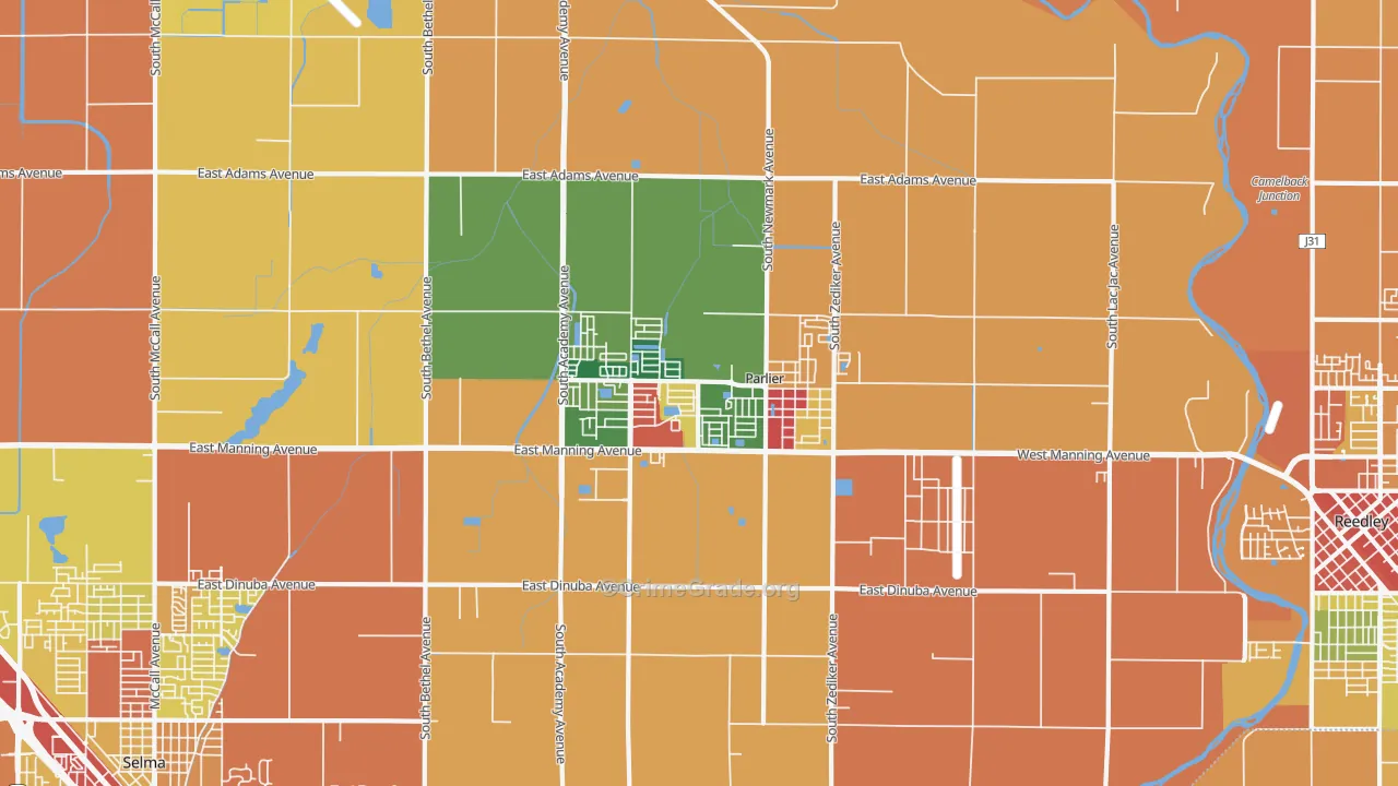 Parlier, CA Map of Burglary Rates