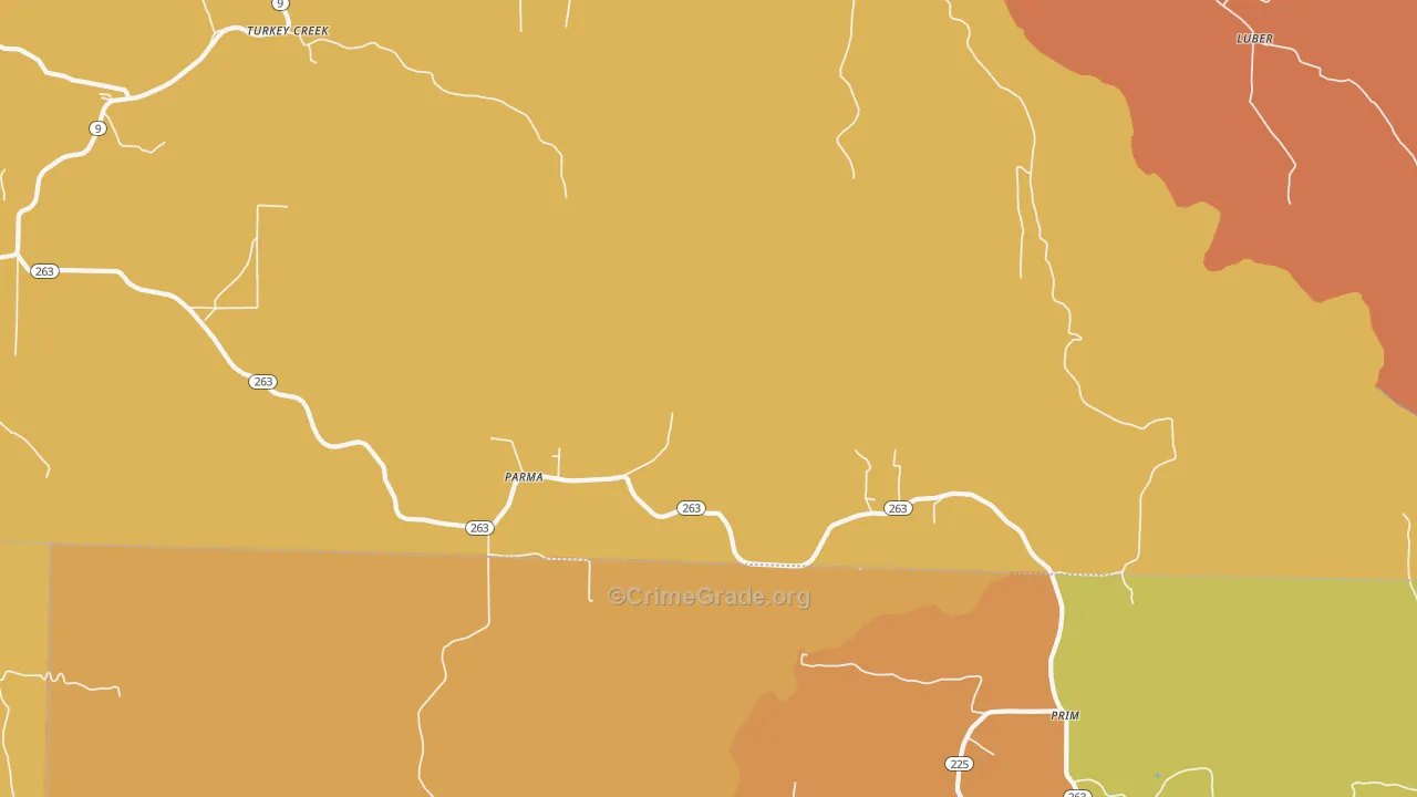 Parma, AR Map of Burglary Rates