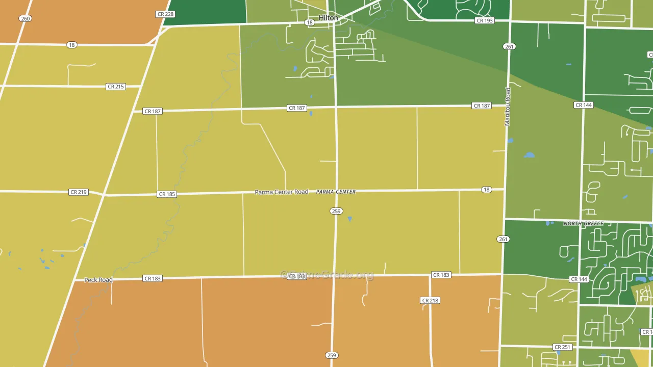 Parma Center, NY Map of Burglary Rates