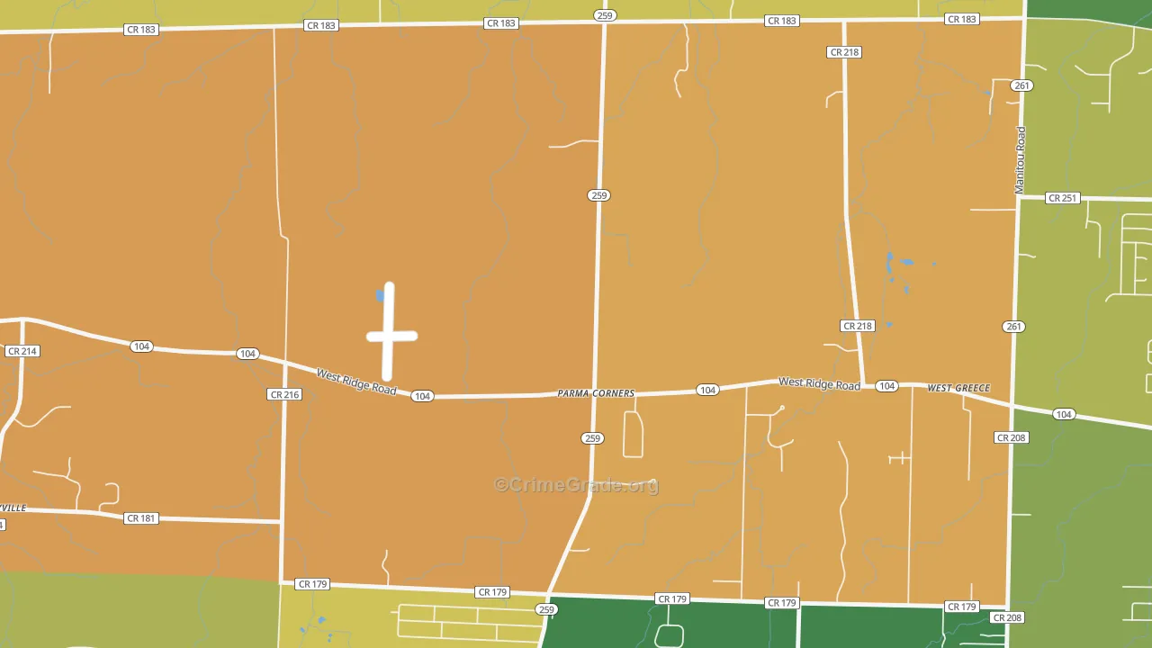 Parma Corners, NY Map of Burglary Rates