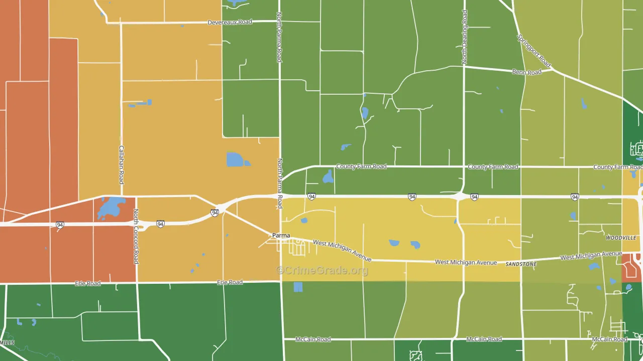 Parma, MI Map of Burglary Rates