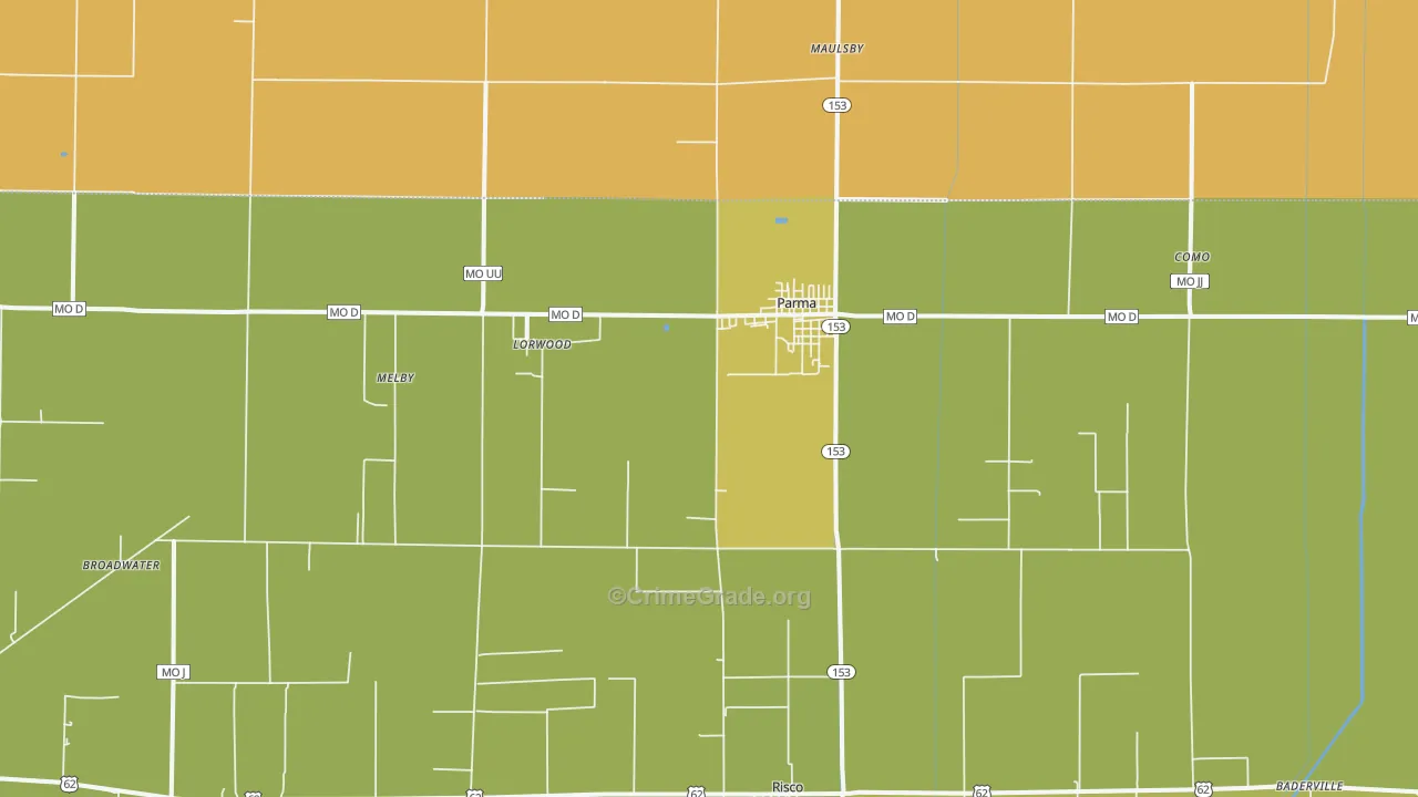 Parma, MO Map of Burglary Rates