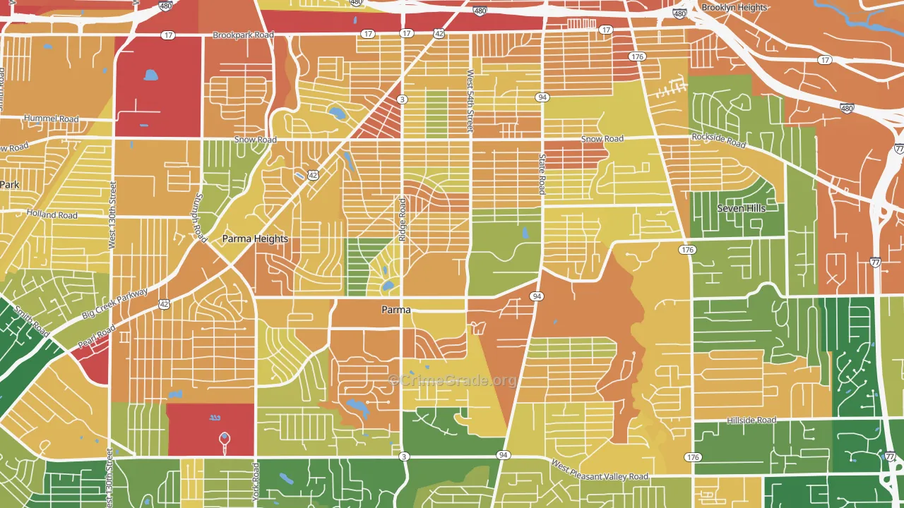 Parma, OH Map of Burglary Rates