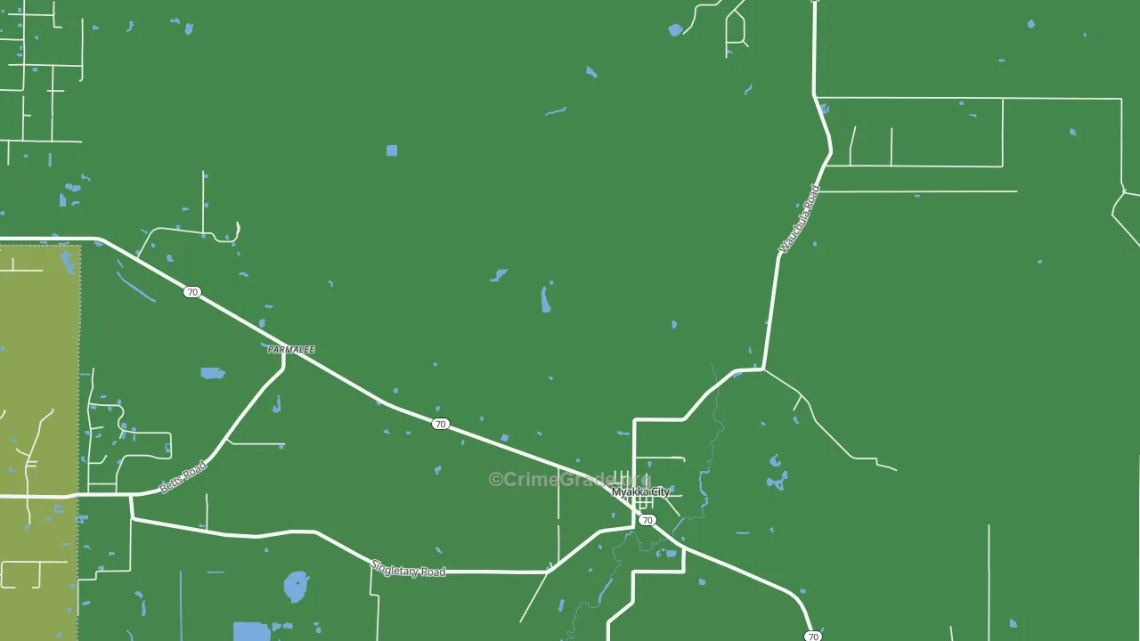 Parmalee, FL Map of Burglary Rates