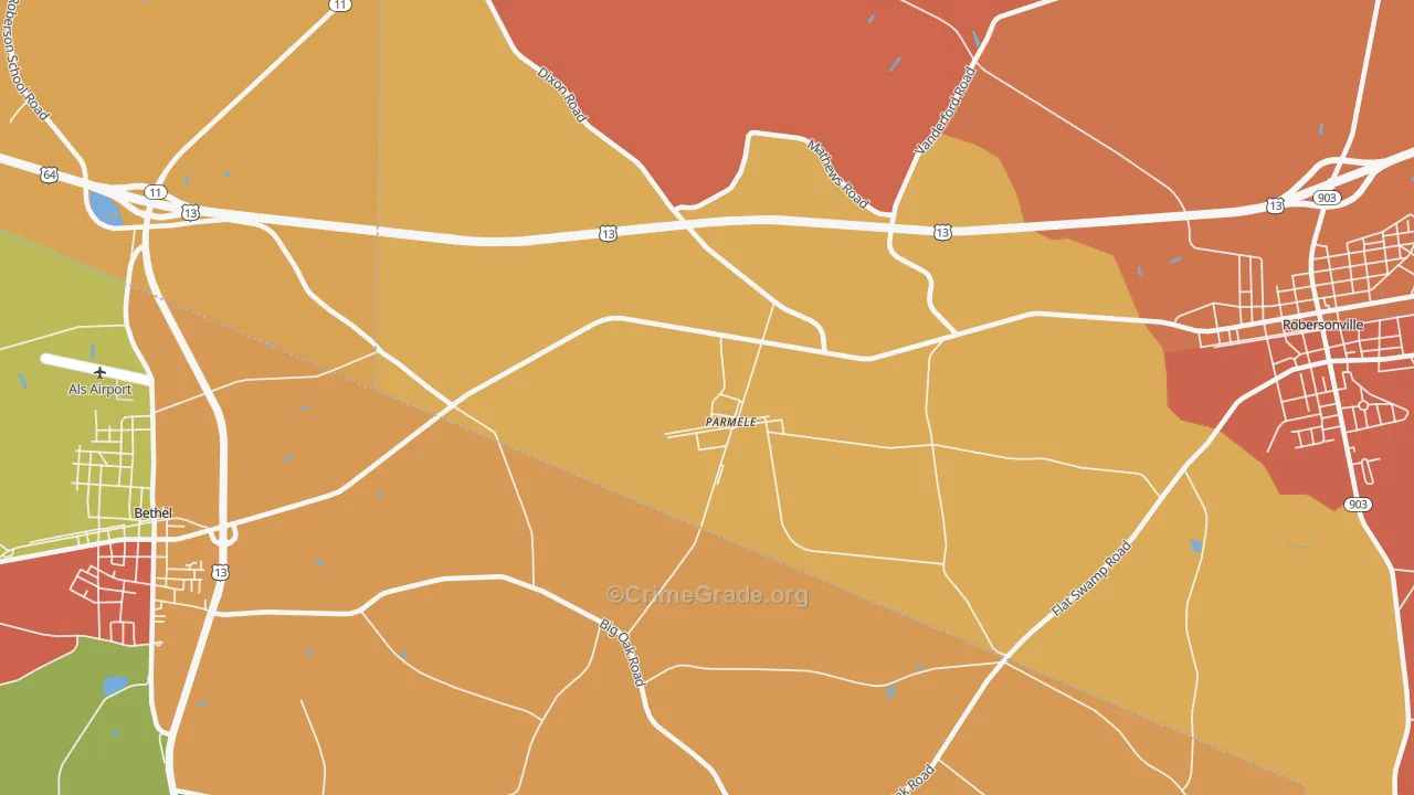 Parmele, NC Map of Burglary Rates