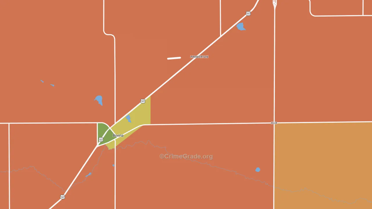 Parmer County, TX Map of Burglary Rates