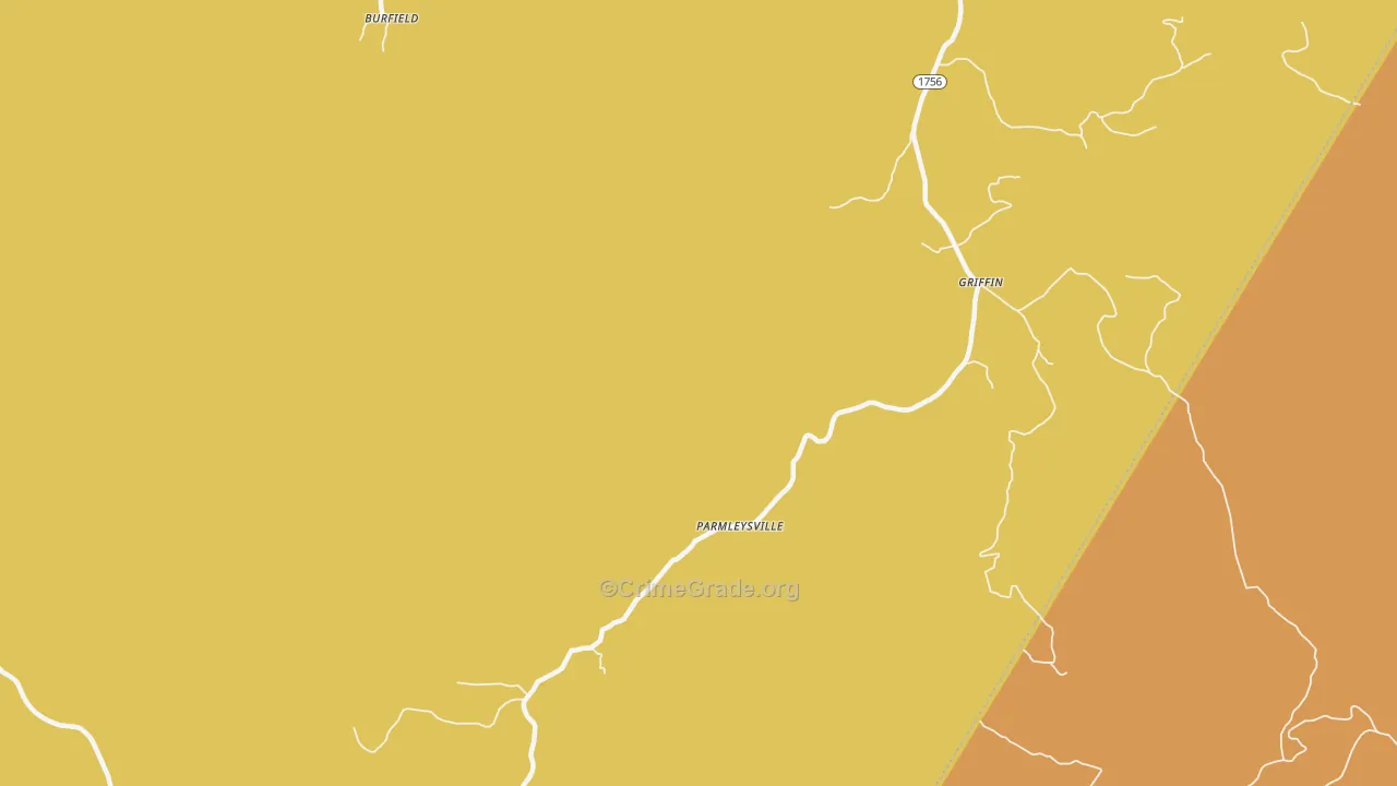 Parmleysville, KY Map of Burglary Rates