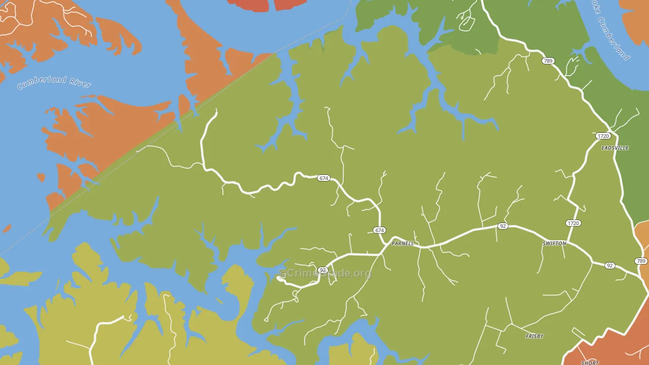 Parnell, KY Map of Burglary Rates
