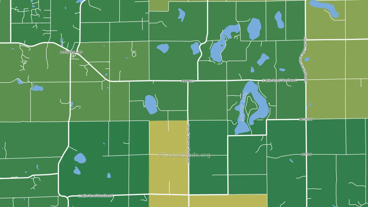 Parnell, MI Map of Burglary Rates