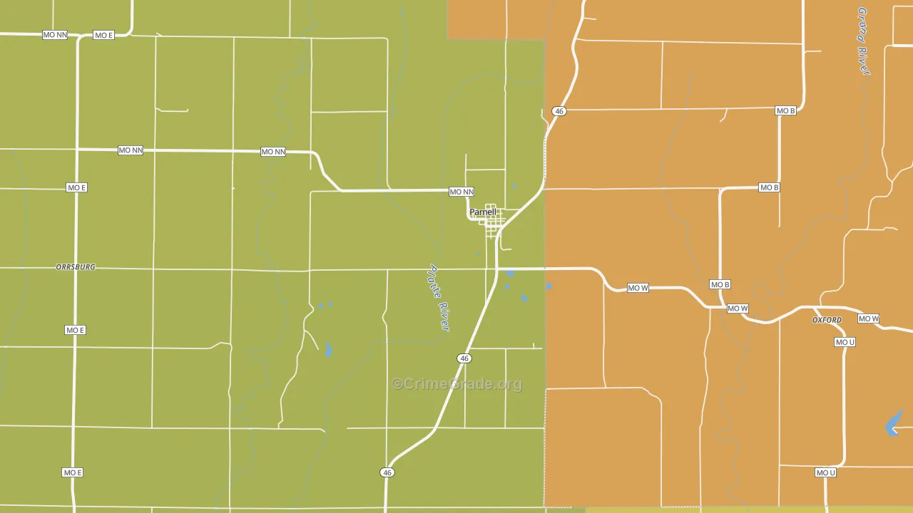 Parnell, MO Map of Burglary Rates