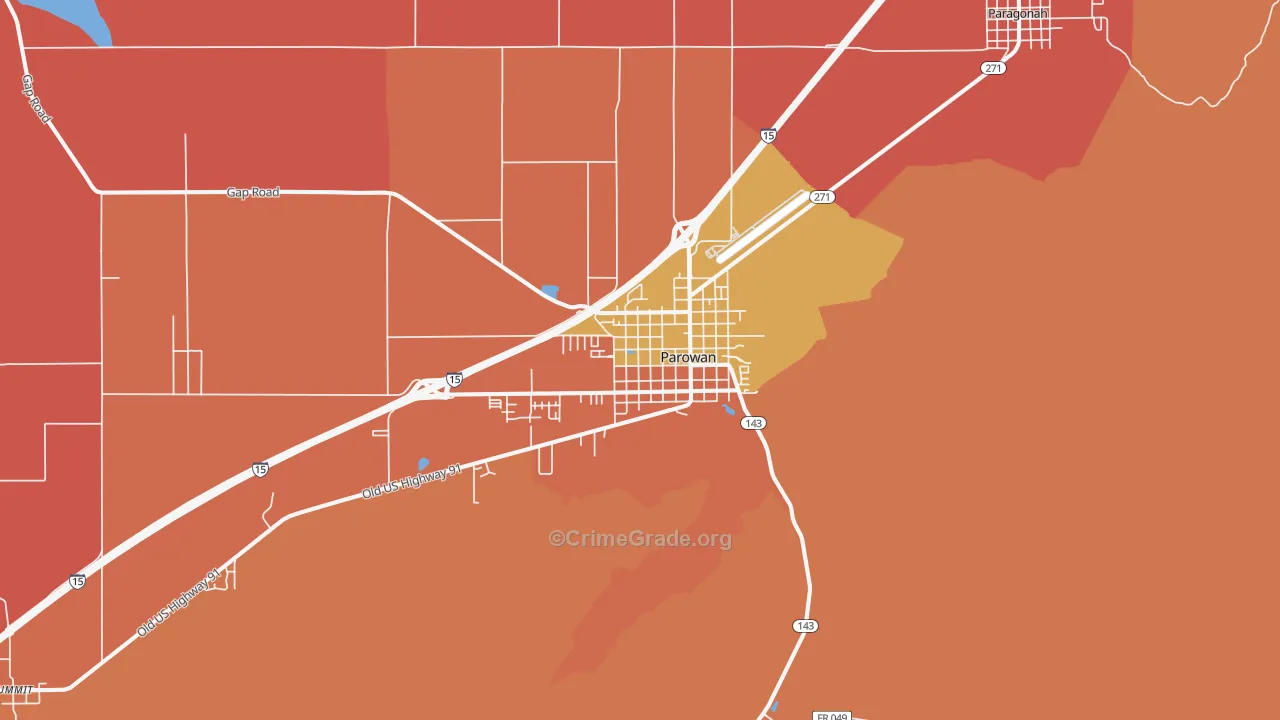 Parowan, UT Map of Burglary Rates