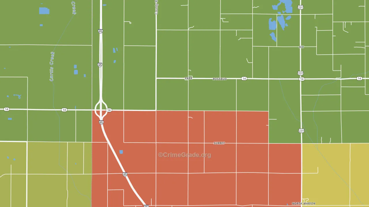 Parr, IN Map of Burglary Rates