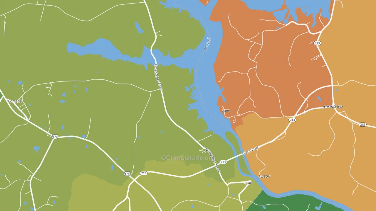 Parr, SC Map of Burglary Rates